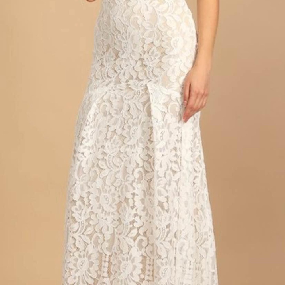 Lulu's White Lace Maxi Dress